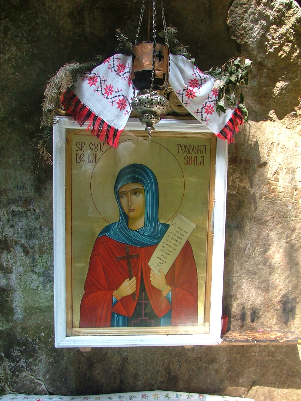 Εικόνα της Αγίας Θεοδώρας της Σύχλα στο ερημητήριο της